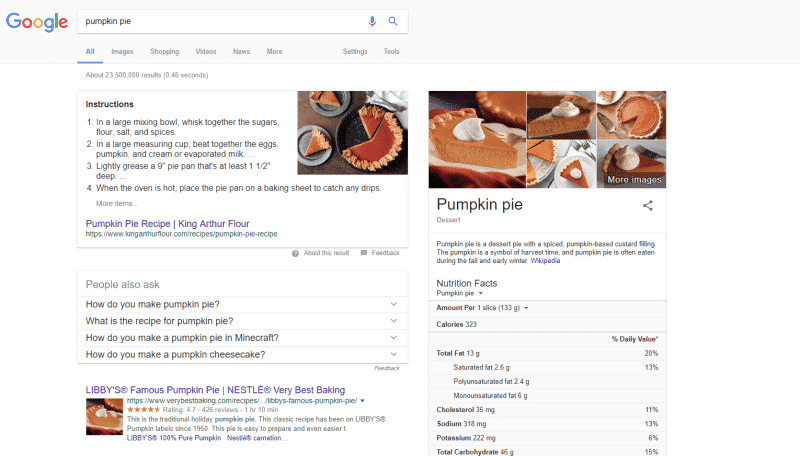 pumpkin pie rich snippets example