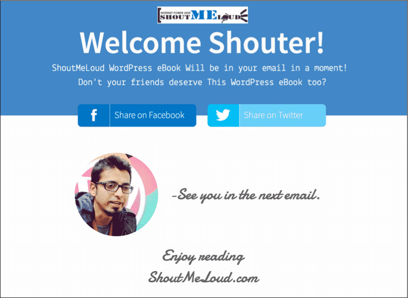 ShoutMeLoud Thank you page